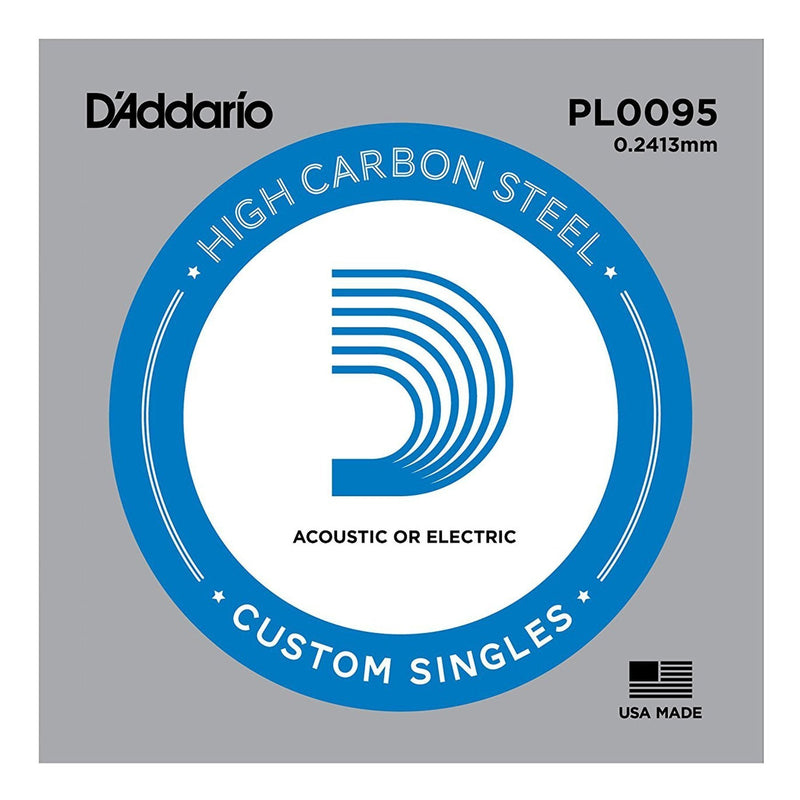 PL009-5-D'Addario PL009-5 5-Pack Plain Steel Single Strings for Acoustic or Electric Guitar (.009)-Living Music