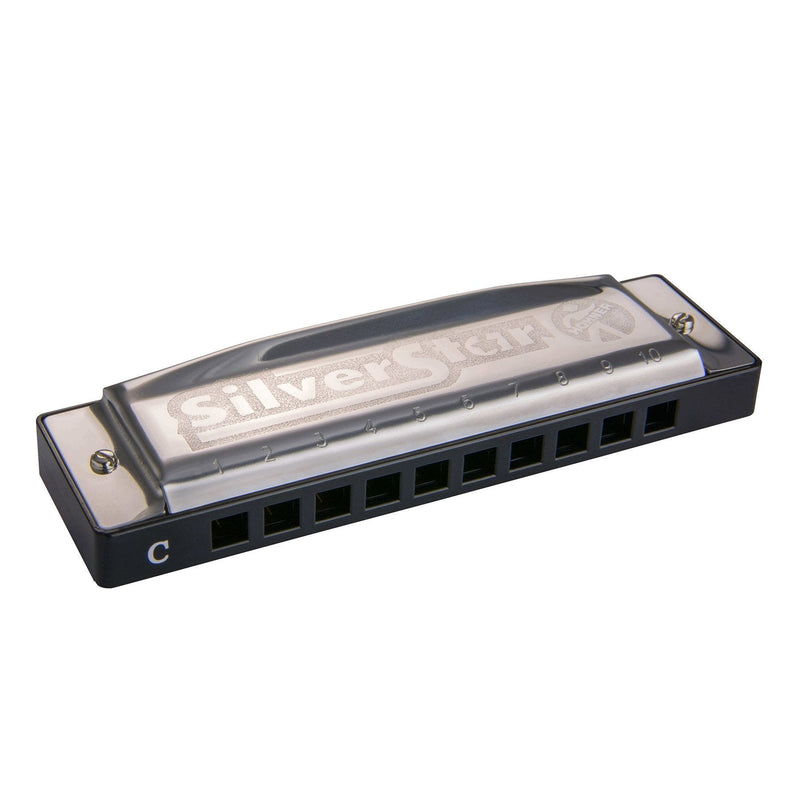 15-M50411XS-Hohner 'Enthusiast Silver Star' Diatonic 10 Hole Harmonica (Key of Bb)-Living Music