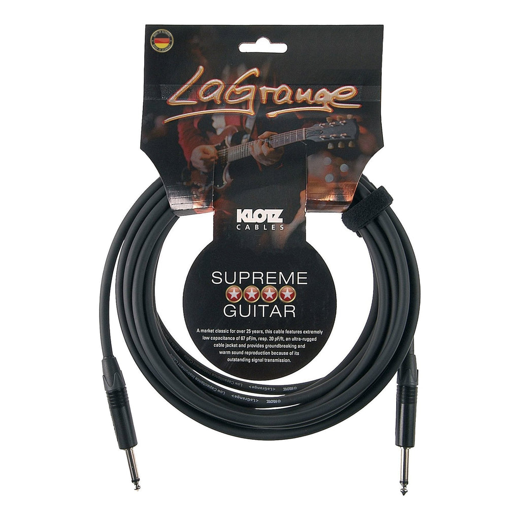 LAGPP0600-Klotz 'LaGrange' 1/4" Gold Plated Straight Jack Instrument Cable (6m)-Living Music