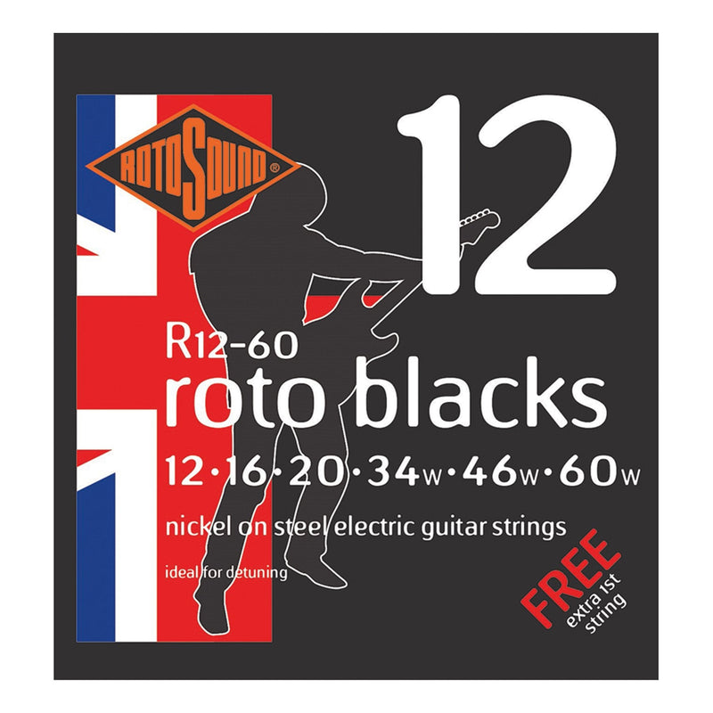 R1260-Rotosound R1260 Roto Blacks Nickel on Steel Electric Guitar Strings (12-60)-Living Music
