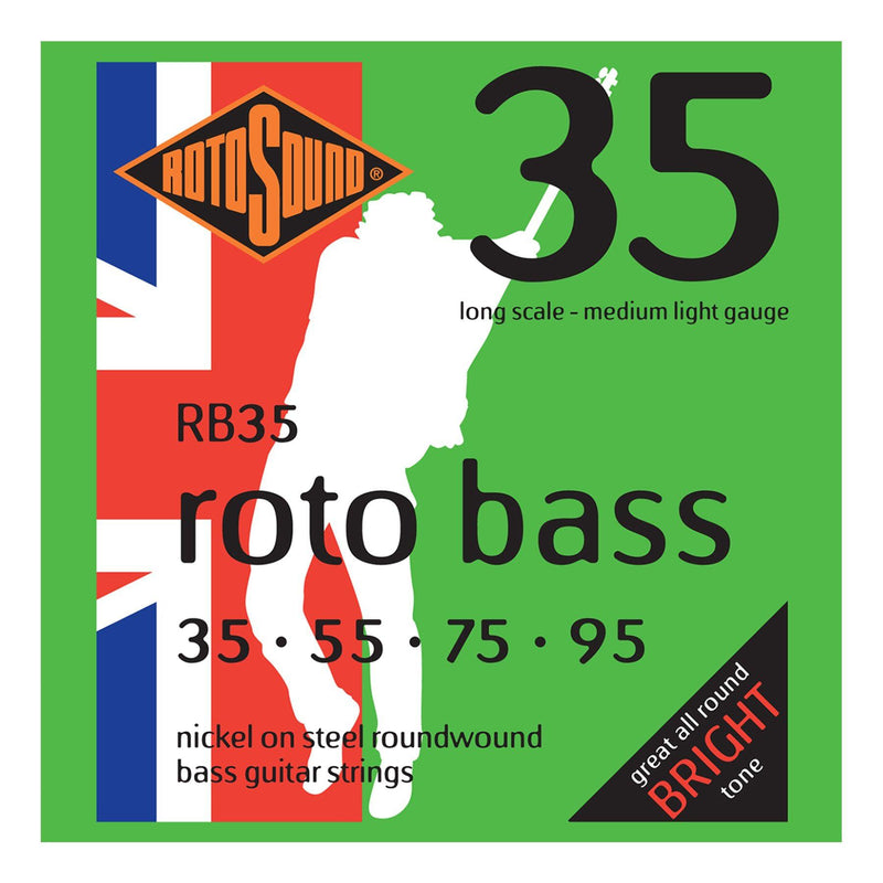 RB35-Rotosound RB35 Rotobass Medium/Light Nickel on Steel Bass Guitar Strings (35-95)-Living Music