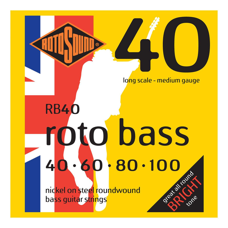 RB40-Rotosound RB40 Rotobass Medium Nickel on Steel Bass Guitar Strings (40-100)-Living Music