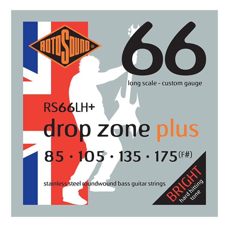 RS66LH+-Rotosound RS66LH+ Swing Bass Drop Zone Plus Stainless Steel Bass Guitar Strings (85-175)-Living Music